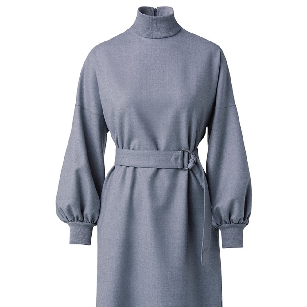 Akris Punto Gray Flannel Wool Dress Size 16 NWT** no belt